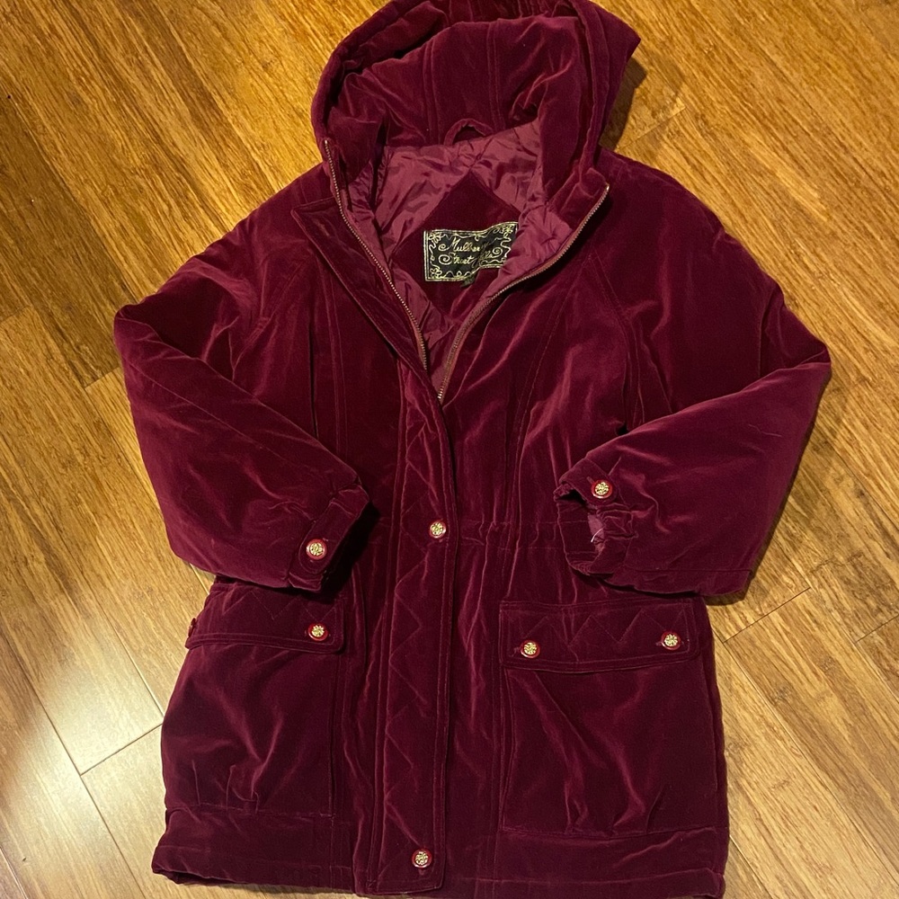 Vintage Kids Burgundy Hooded Valvet Jacket